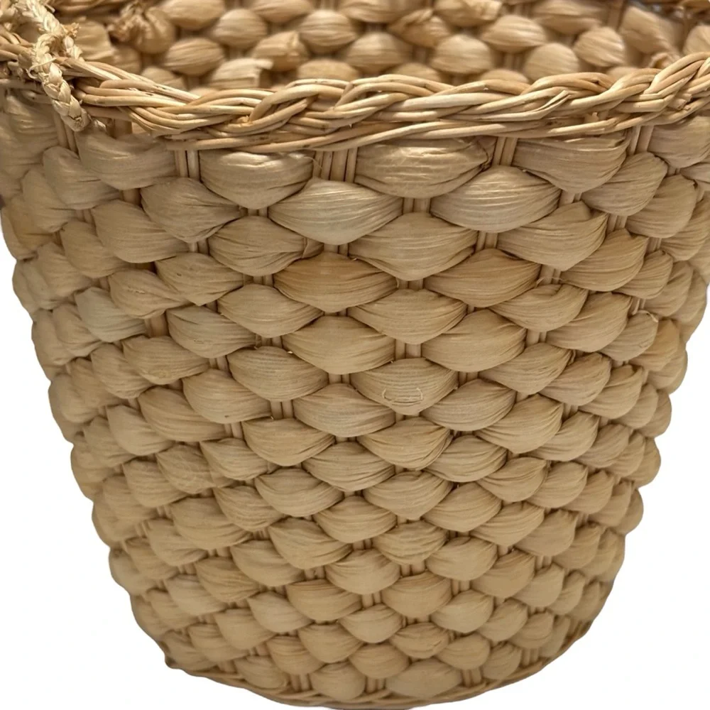 Wicker Woven Knitted Hanging Basket Flower Pot Plants Chain Link Straps Rope - Picture 3 of 9